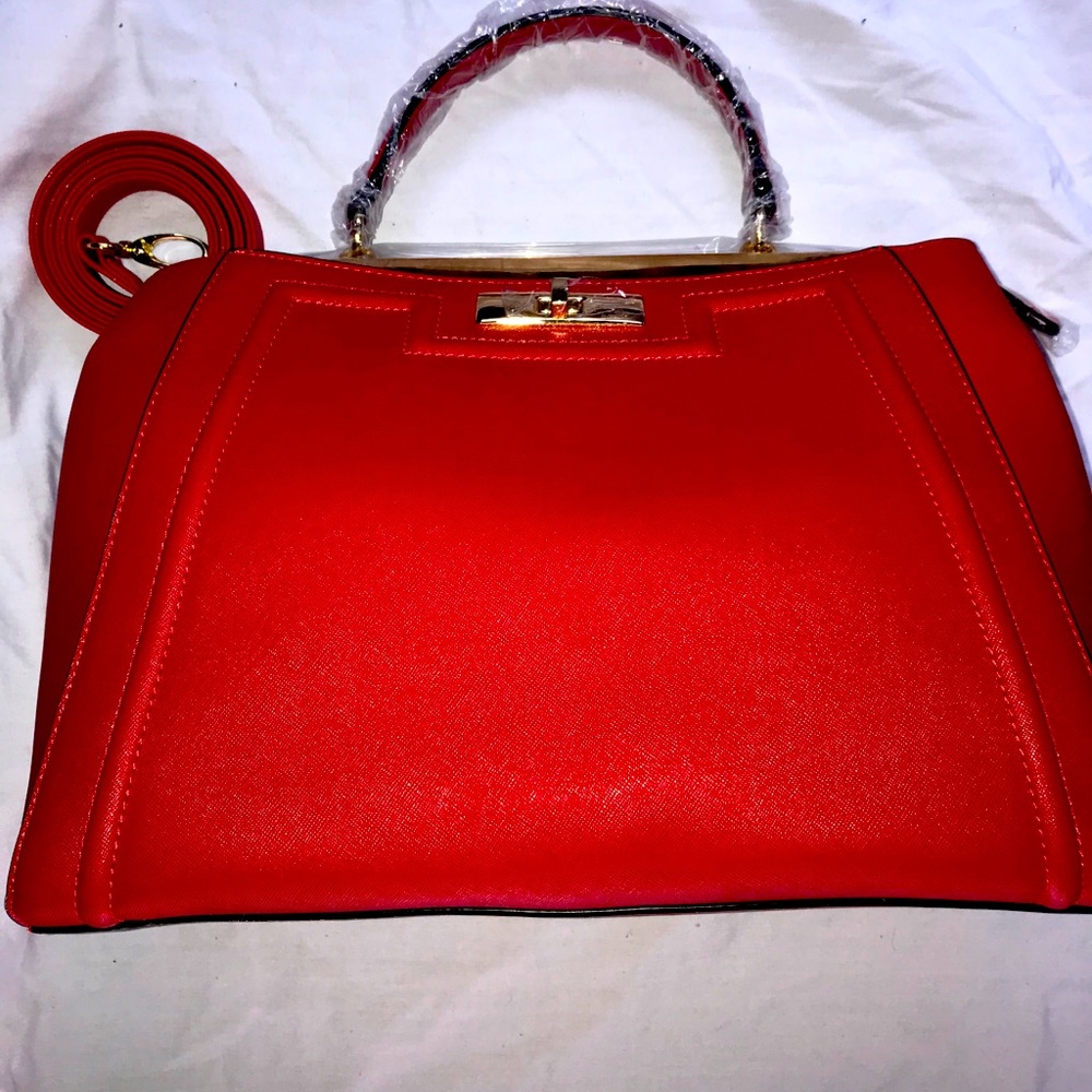 Aldo Red Leather Satchel Bag